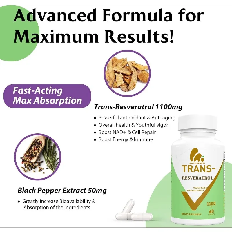 99% Resweratrol 1100mg Antyoks – Resveratrol Capsule Anti Aging recenzja i cena